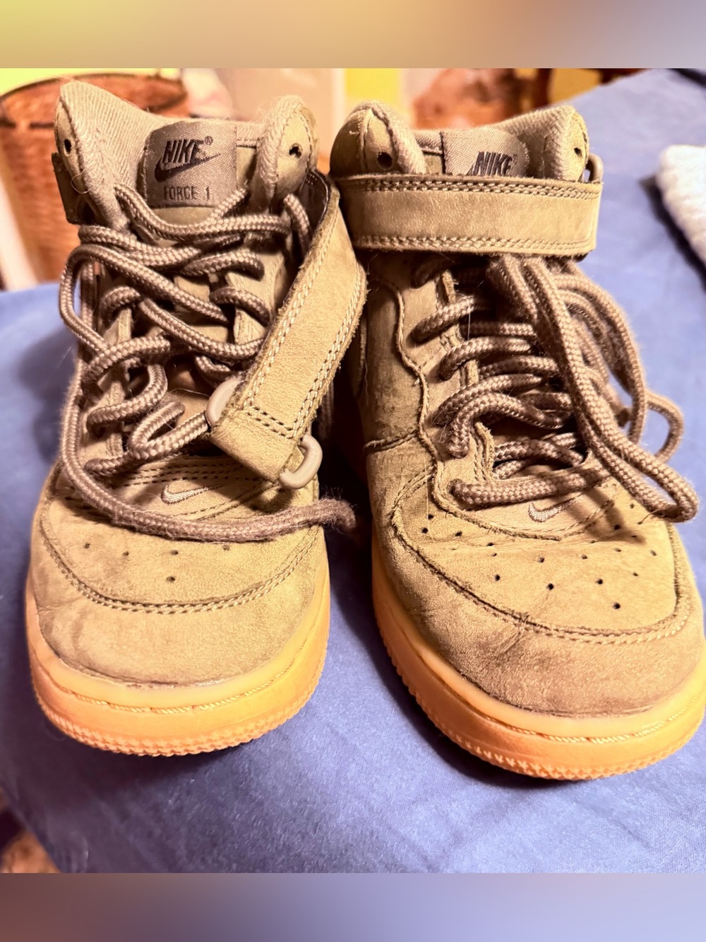 Nike Kids' Olive/Tan Suede High-Top Sneakers